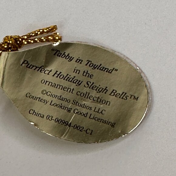 Tabby In Toyland Ornament By Ashton-Drake Galleries Sleigh Bells Cat & Santa - Picture 6 of 12